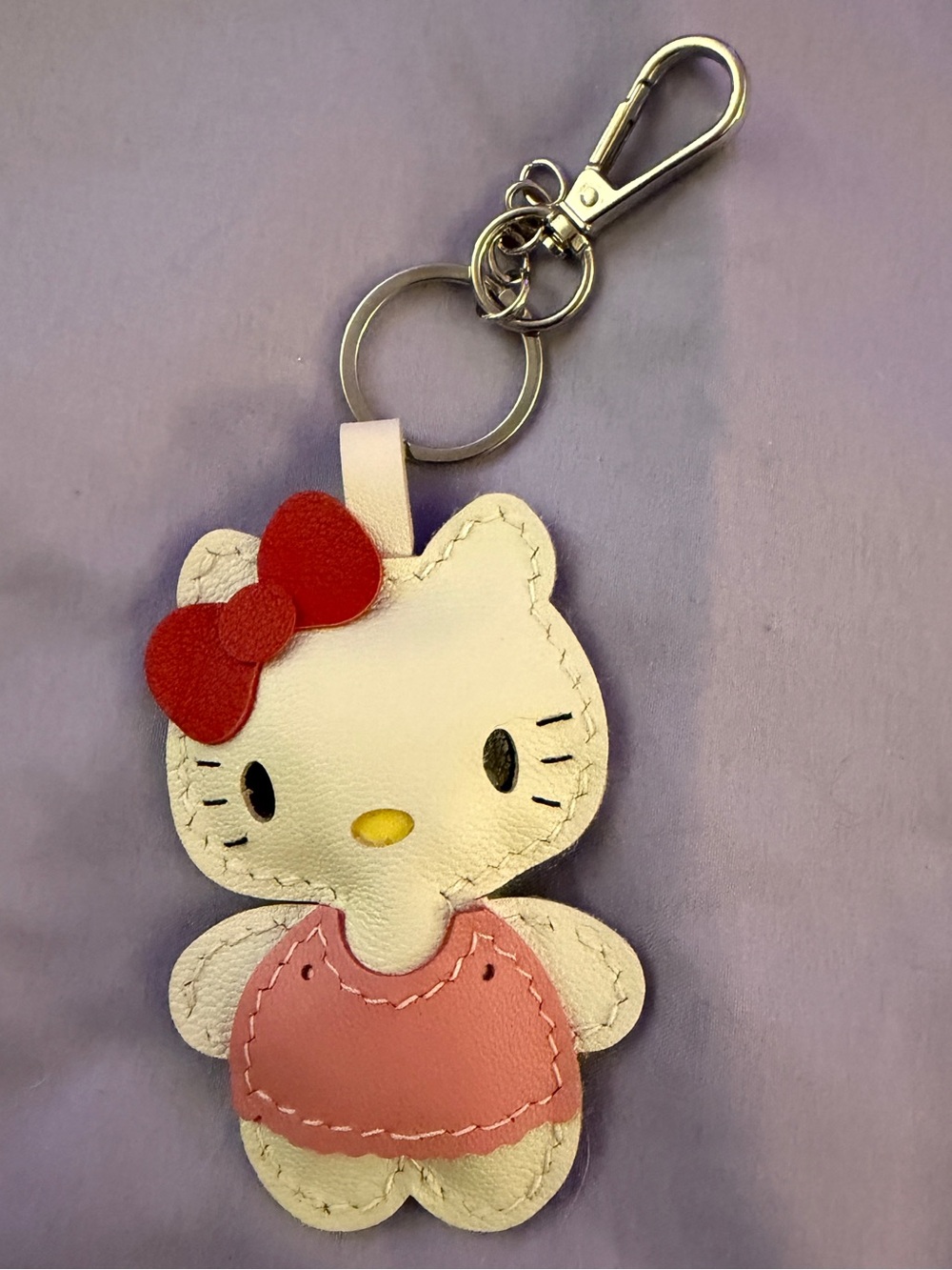 Hello Kitty Lambskin Leather Keyring Charm Handmade